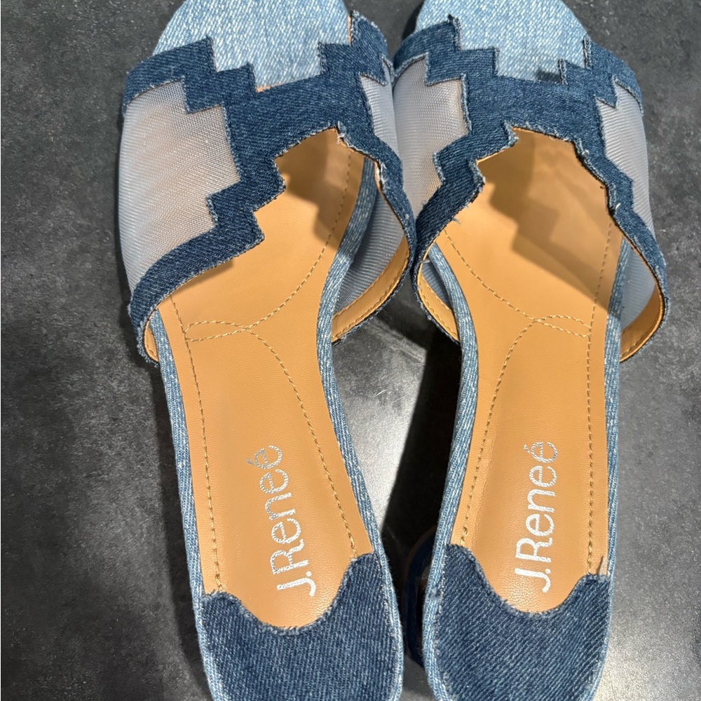 J.Renee Denim and Mesh Women's Mules sz9